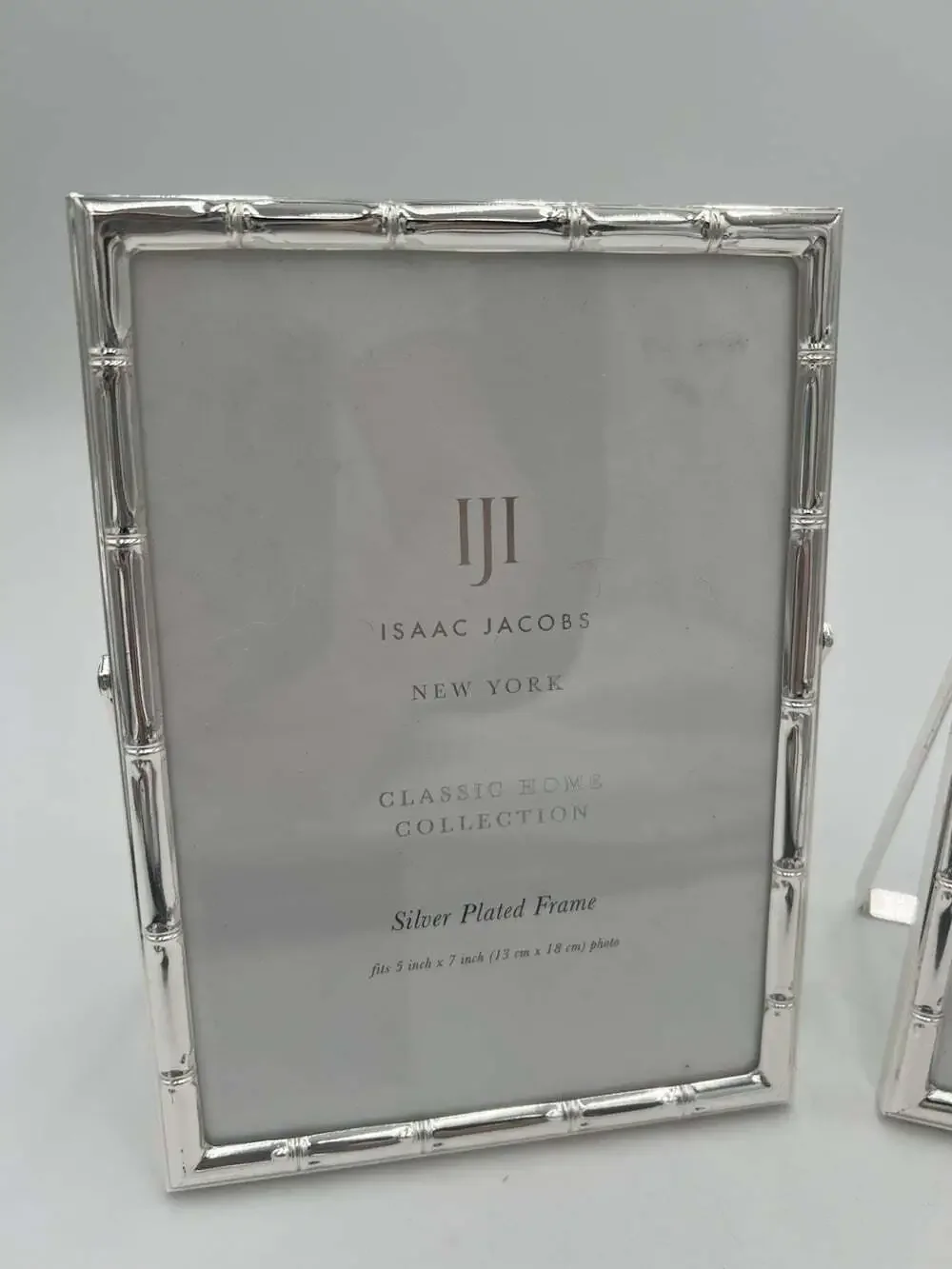 Isaac Jacobs Set 2 Silver Plated Bamboo Chinoiserie Picture Frames 5x7